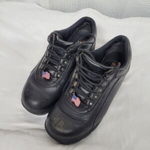 Harley-Davidson Womens Black Leather Biker Shoes Low Top Lug Sole 83266‎ Size 7